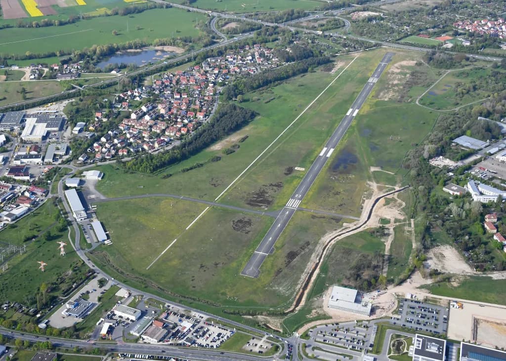 Aerial view of Bamberg-Breitenau Airfield airport infrastructure