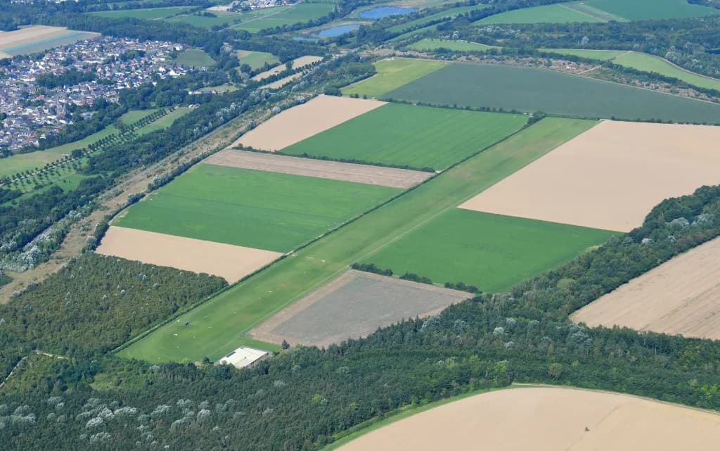Aerial view of Bergheim Airfield airport infrastructure