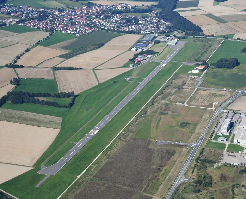 Aerial view of Biberach an der Riß Airfield airport infrastructure