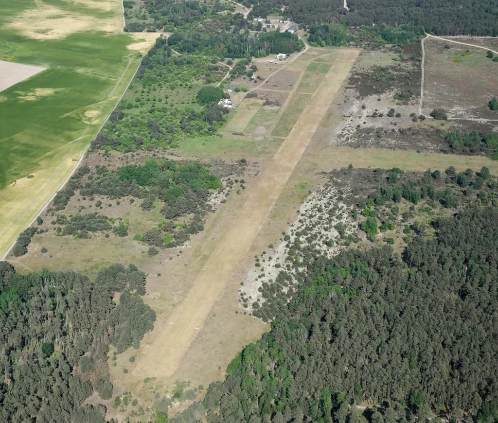 Aerial view of Burg Airfield airport infrastructure
