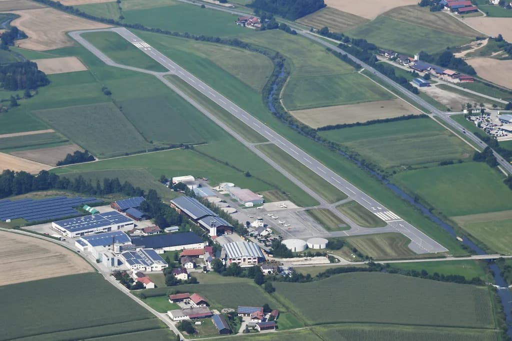 Aerial view of Eggenfelden Airfield airport infrastructure