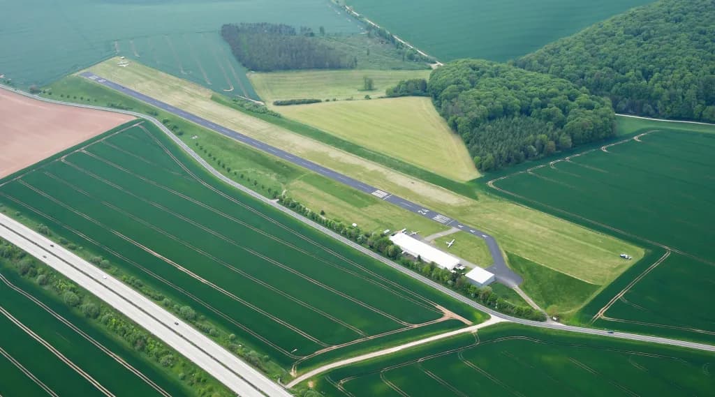 Aerial view of Eichsfeld Airfield airport infrastructure