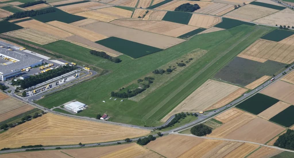 Aerial view of Eutingen Airfield airport infrastructure