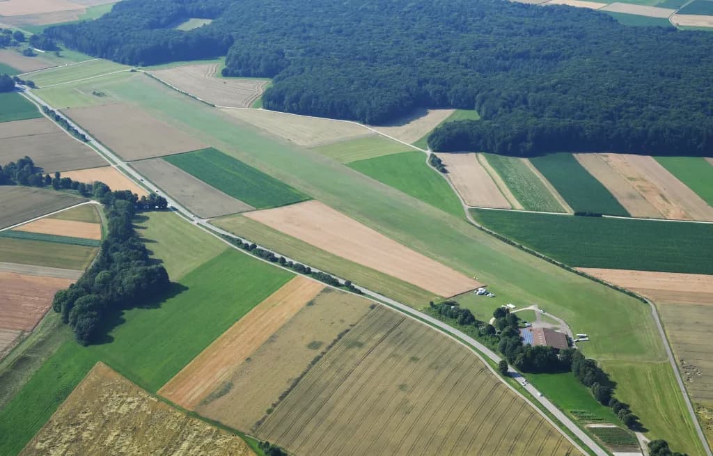 Aerial view of Grabenstetten Airfield airport infrastructure