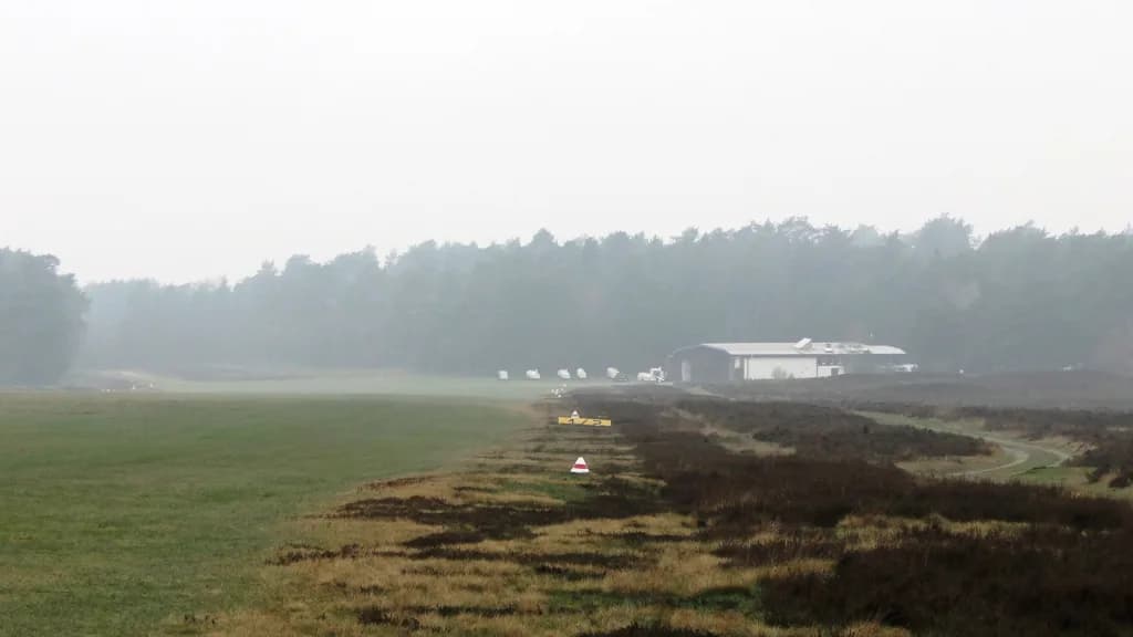 Aerial view of Höpen Airfield airport infrastructure