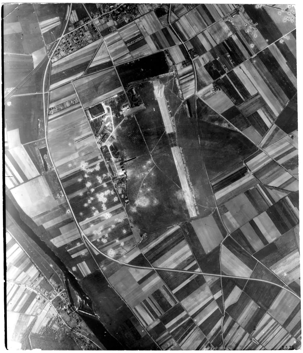 Luftaufnahme der Infrastruktur von Kassel-Waldau Airfield
