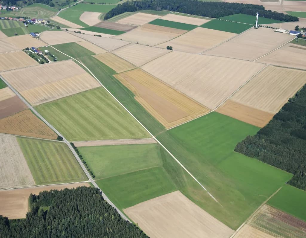 Luftaufnahme der Infrastruktur von Leibertingen Airfield