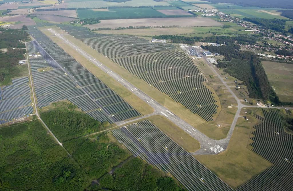 Aerial view of Neuhardenberg Marxwalde Airfield airport infrastructure