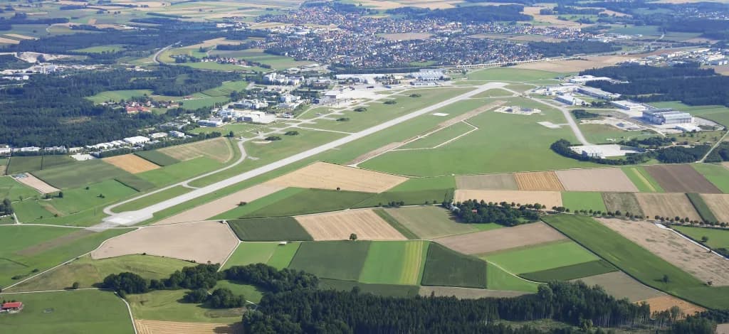 Aerial view of Oberpfaffenhofen Airport airport infrastructure