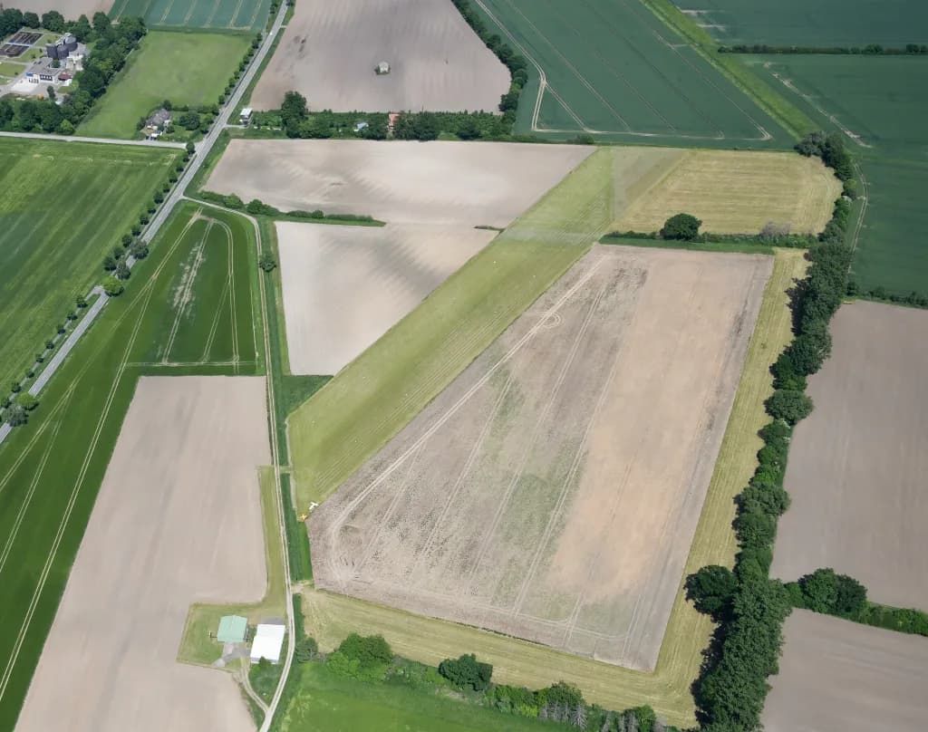 Aerial view of Oelde Bergeler Airfield airport infrastructure