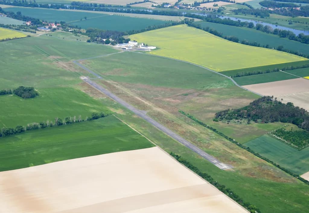 Aerial view of Riesa-Göhlis Airport airport infrastructure