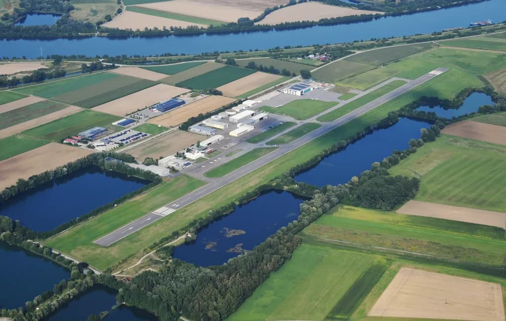 Aerial view of Straubing Airport airport infrastructure