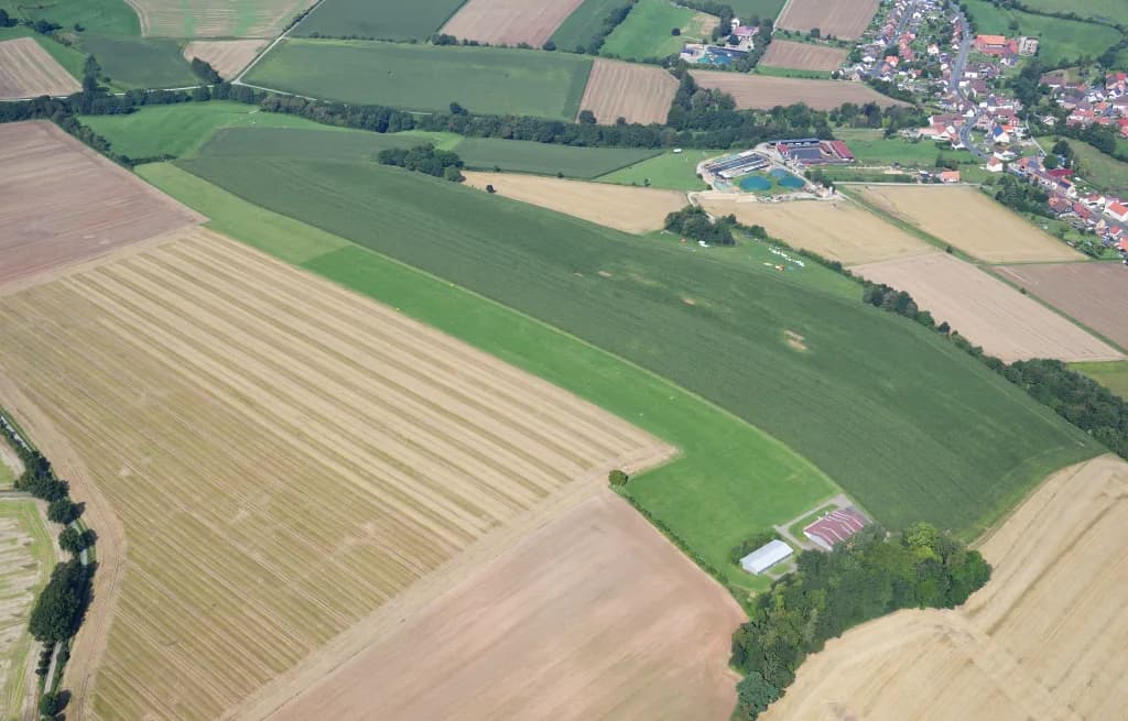 Aerial view of Uslar Airfield airport infrastructure