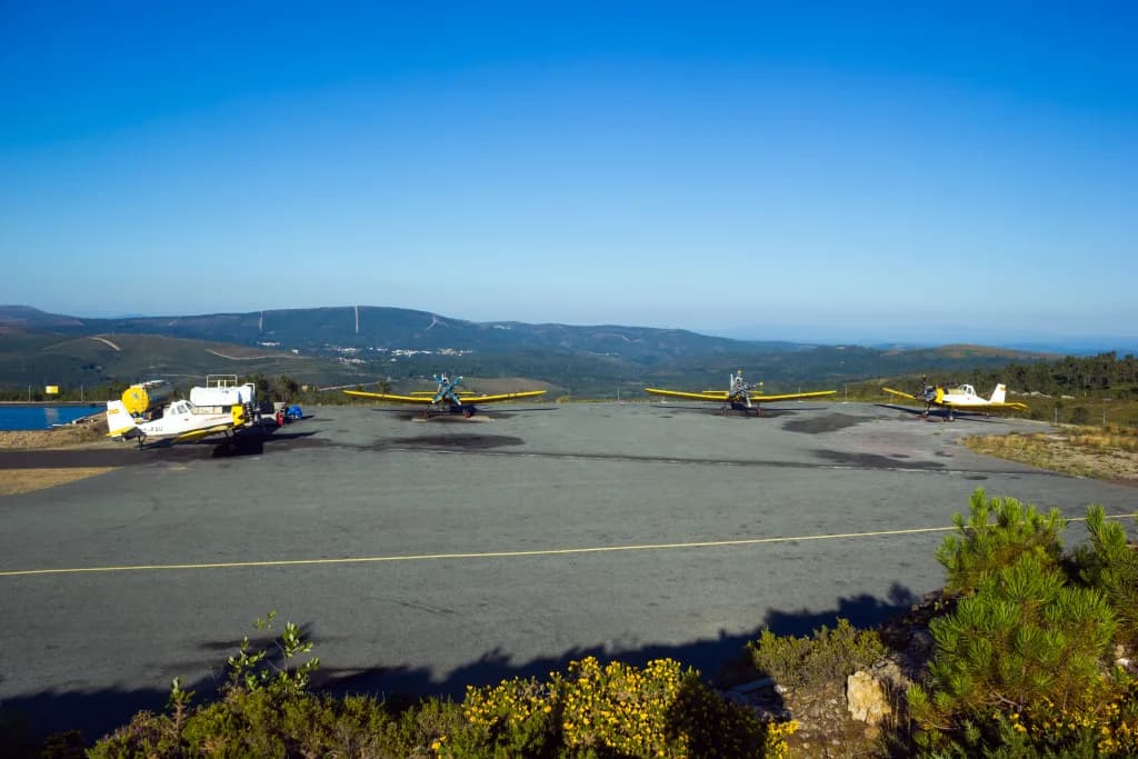 Aerial view of Beariz Airfield airport infrastructure