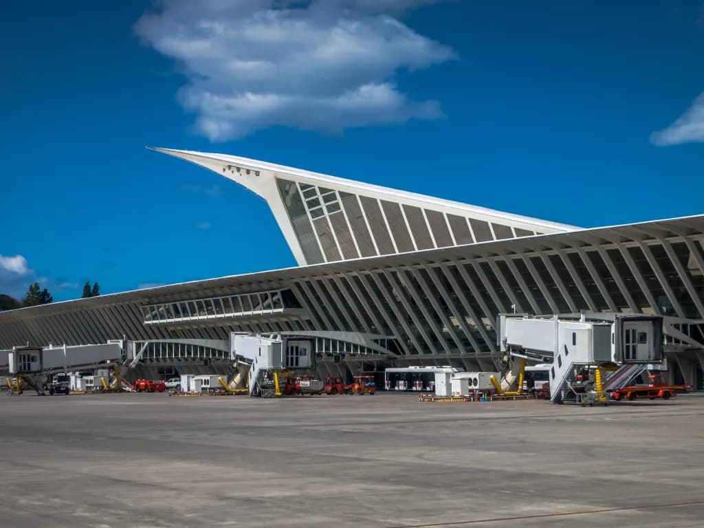 Aerial view of Bilbao Airport airport infrastructure