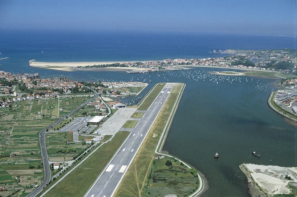 Aerial view of San Sebastián Airport airport infrastructure