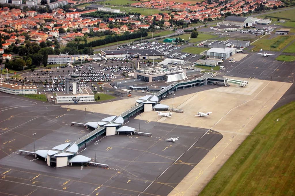 Aerial view of Clermont-Ferrand Auvergne airport airport infrastructure