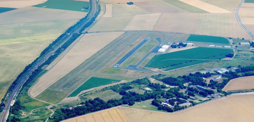 Aerial view of Étampes-Mondésir Airfield airport infrastructure