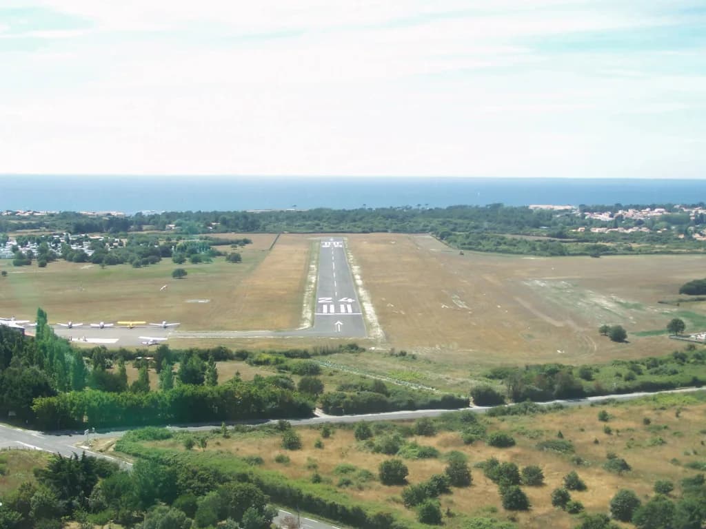 Aerial view of Les Sables-d'Olonne Talmont Airport airport infrastructure