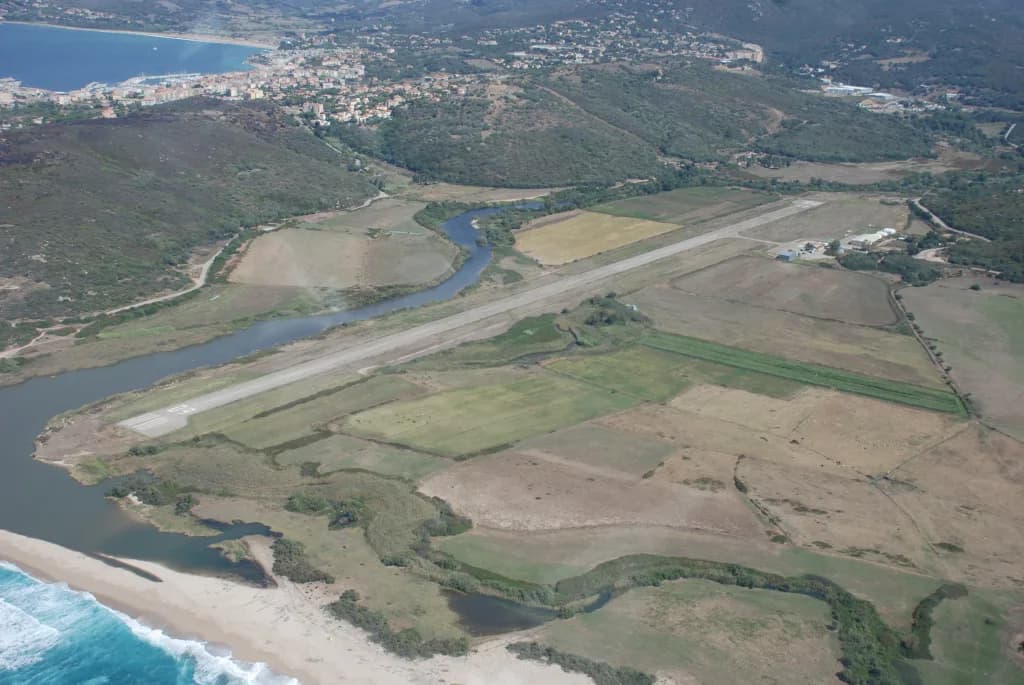 Aerial view of Propriano Airport airport infrastructure