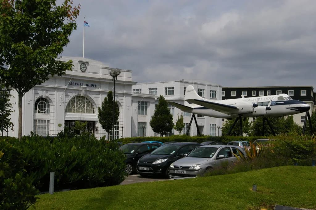 Luftaufnahme der Infrastruktur von Croydon Airport
