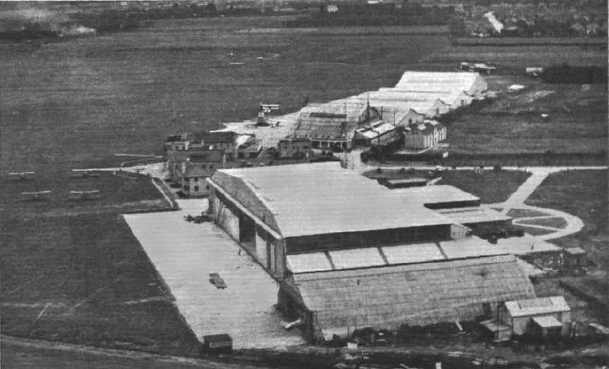 Aerial view of Heston Aerodrome airport infrastructure