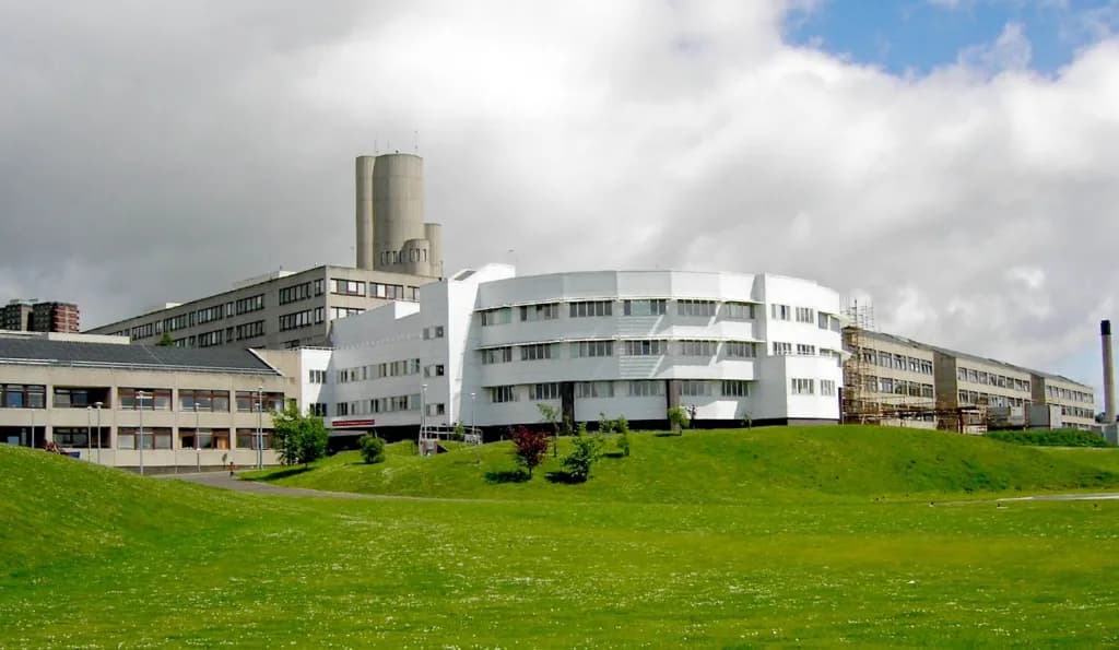 Aerial view of Ninewells Hospital Heliport airport infrastructure