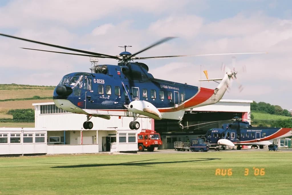 Luftaufnahme der Infrastruktur von Penzance Heliport