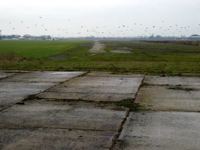 Aerial view of Pocklington Airfield airport infrastructure