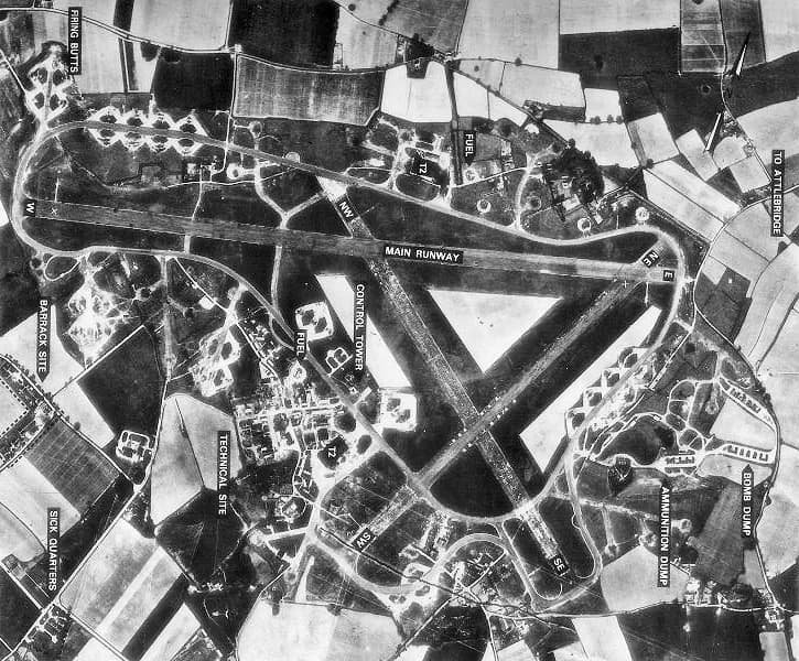 Panorama infrastruktury portu RAF Attlebridge