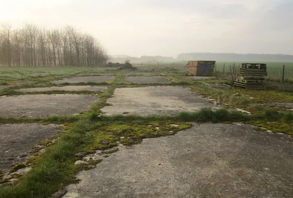 Aerial view of RAF Bibury airport infrastructure