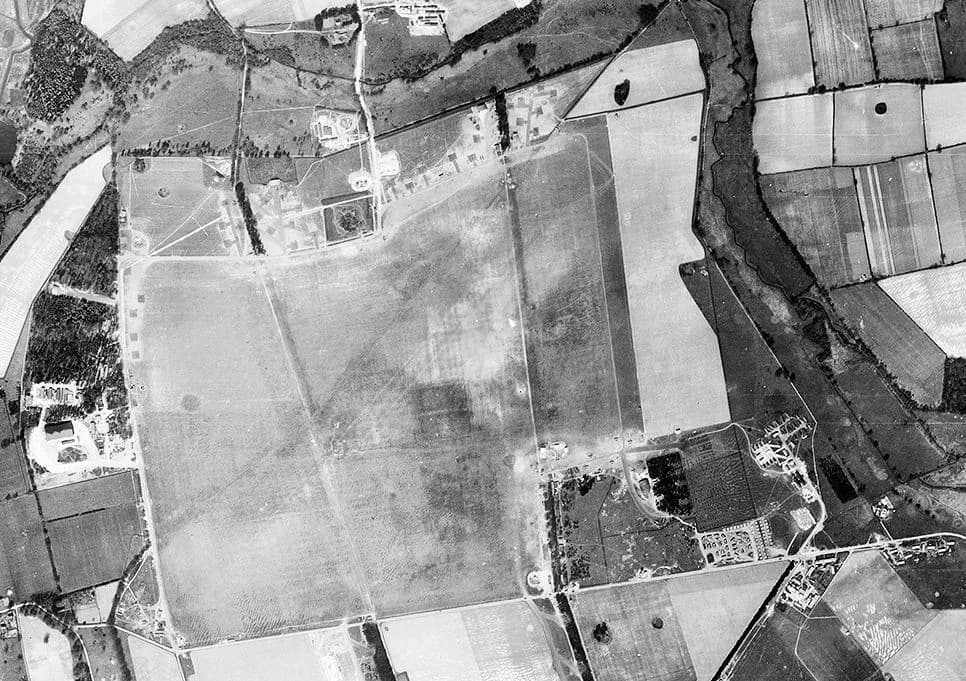 Luftaufnahme der Infrastruktur von RAF Bodney
