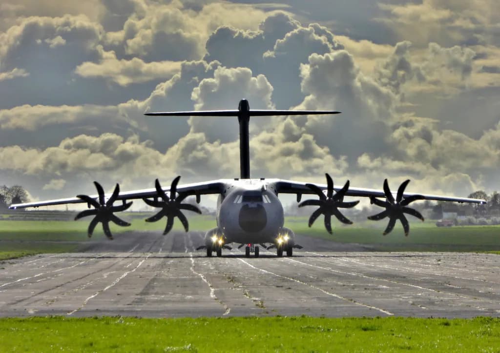 Aerial view of RAF Keevil airport infrastructure