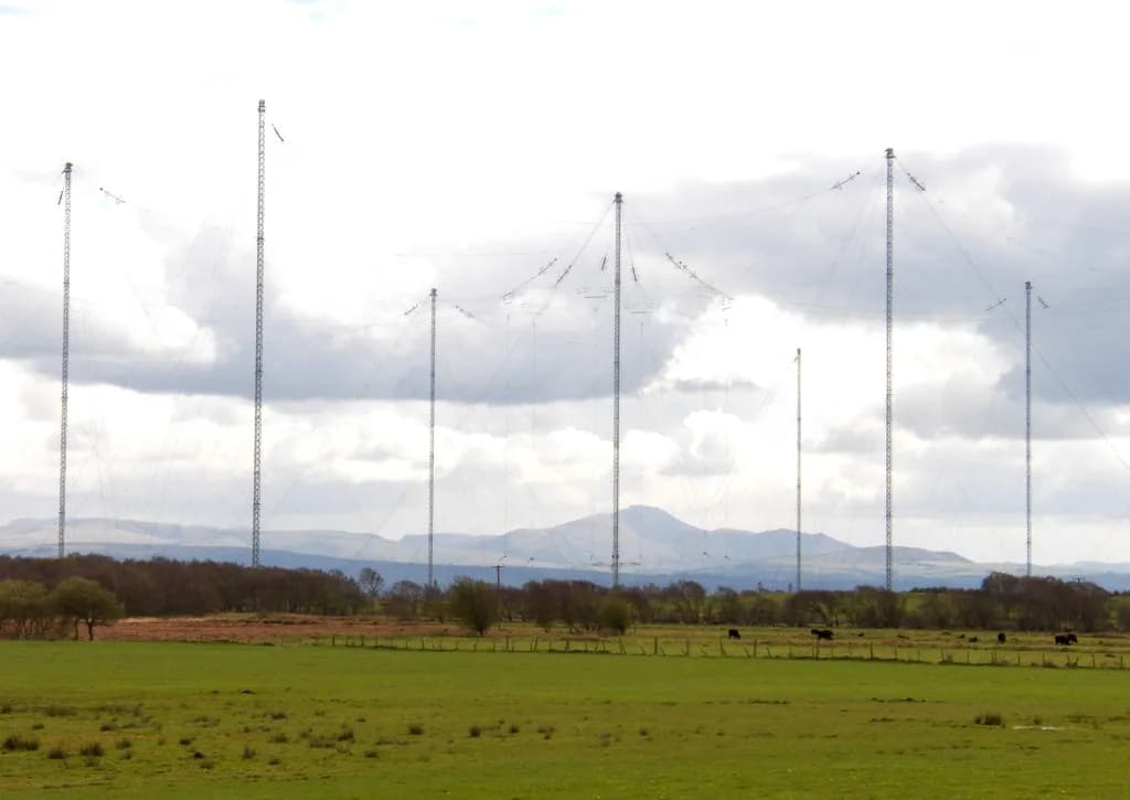 Vue aérienne de l'infrastructure de Royal Naval Air Station Anthorn