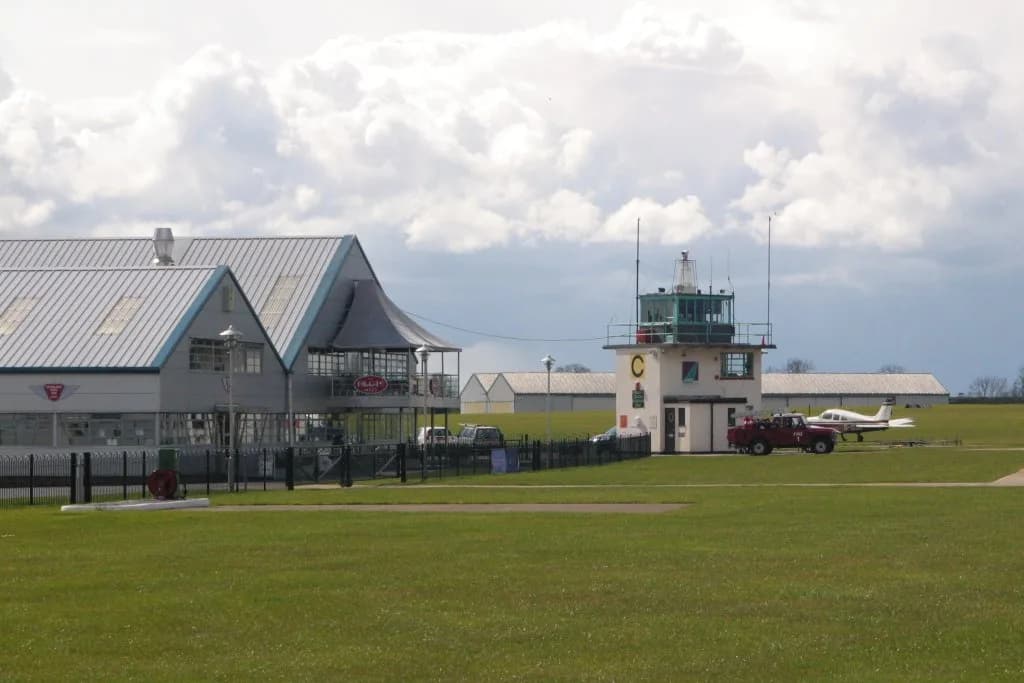 Aerial view of Sywell Aerodrome airport infrastructure