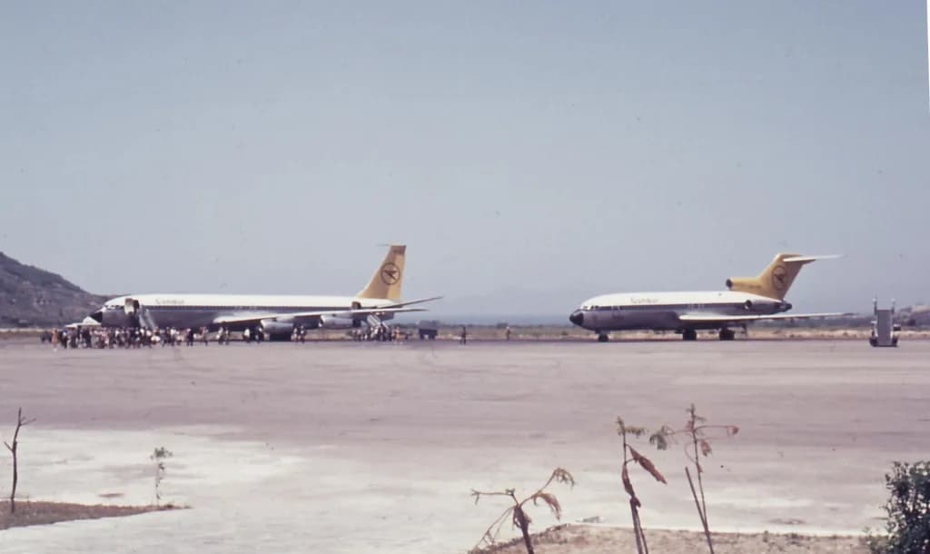 Aerial view of Maritsa Air Base airport infrastructure