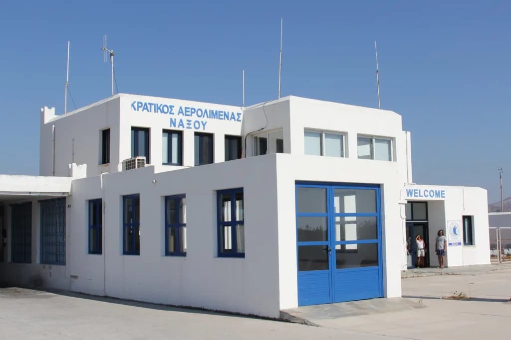 Aerial view of Naxos Island National Airport airport infrastructure