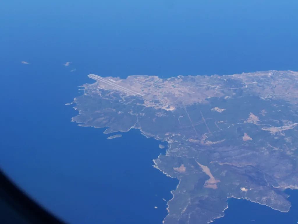 Aerial view of Skiros Airport airport infrastructure