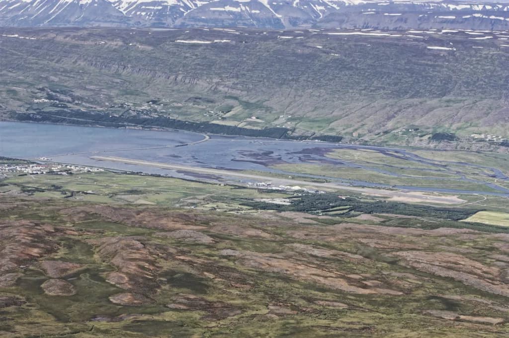 Aerial view of Akureyri International Airport airport infrastructure