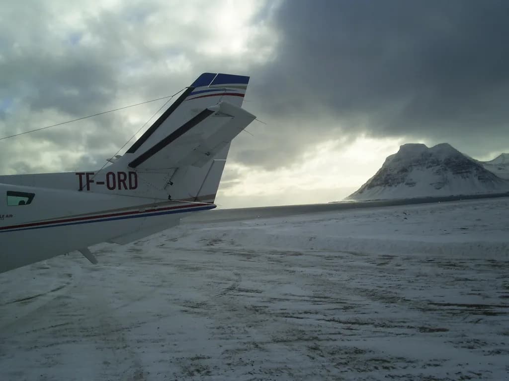 Aerial view of Gjögur Airport airport infrastructure