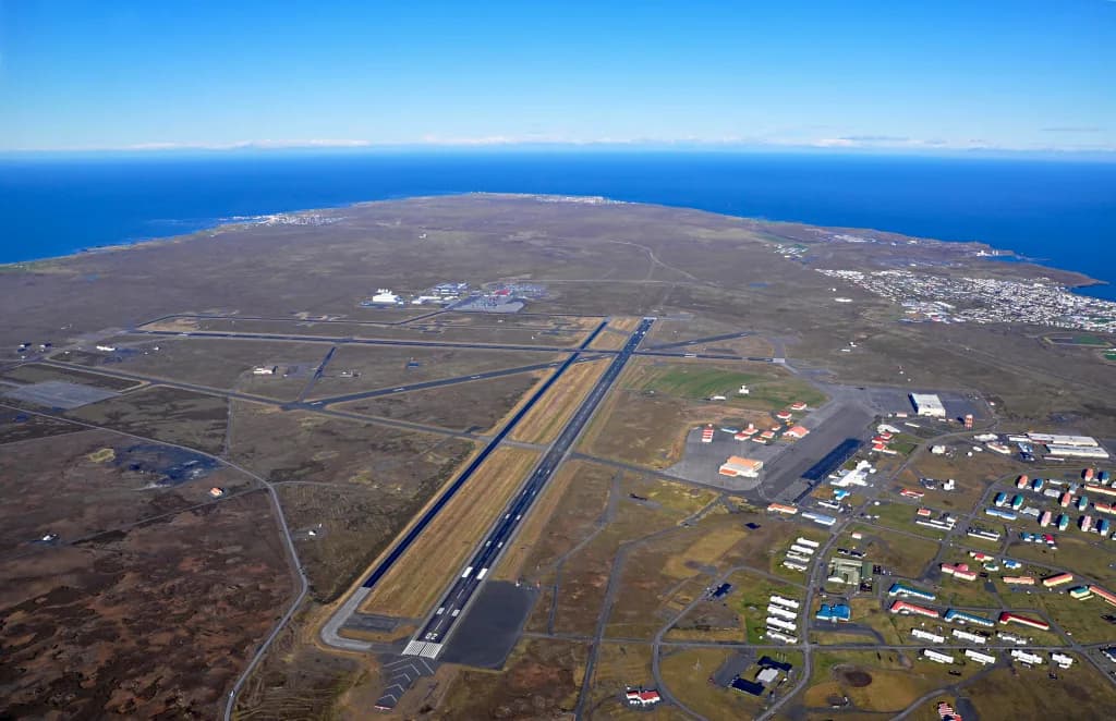 Aerial view of Keflavik International Airport airport infrastructure