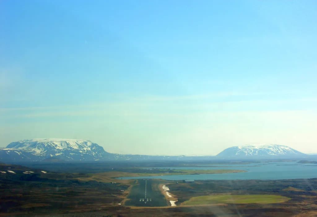 Panorama infrastruktury portu Mývatn Airport