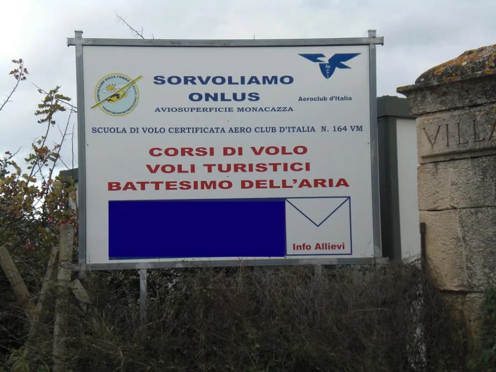 Aerial view of Aviosuperficie Sorvoliamo airport infrastructure