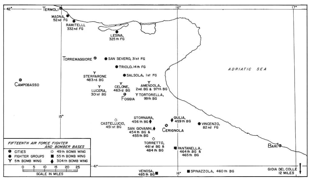 Aerial view of Pantanella Air Base airport infrastructure