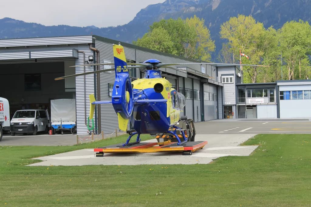 Vue aérienne de l'infrastructure de Balzers Heliport