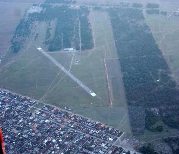 Aerial view of Ćemovsko Polje / Špiro Mugoša Airfield airport infrastructure
