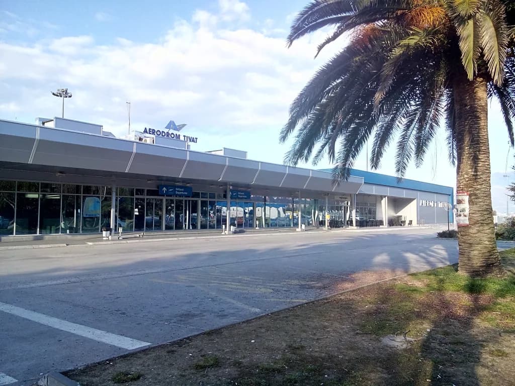 Aerial view of Tivat Airport airport infrastructure