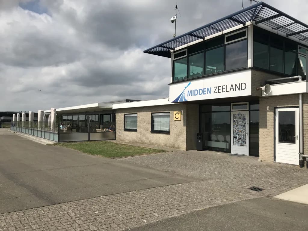 Aerial view of Midden-Zeeland Airfield airport infrastructure