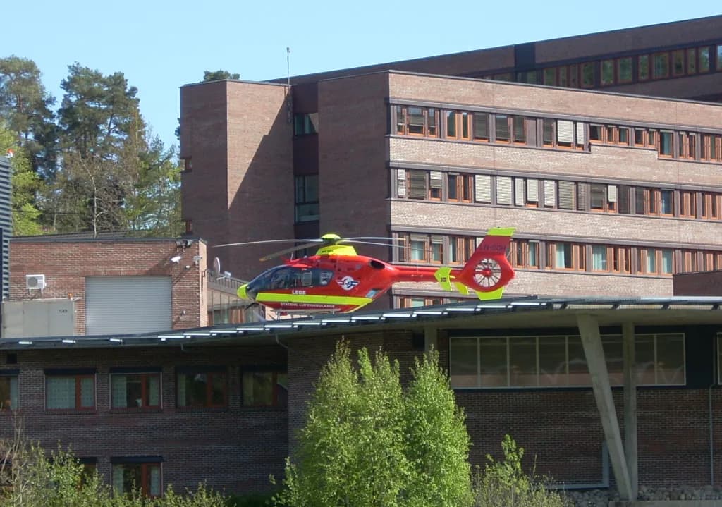 Aerial view of Arendal Hospital Heliport airport infrastructure