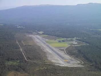 Aerial view of Fagerhaug Airfield airport infrastructure